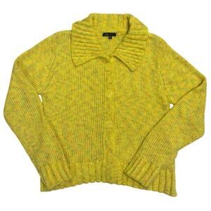 BCBGMAXAZRIA Marled Knit Cardigan 💛 Yellow Button‑Front • Size XL ☀️